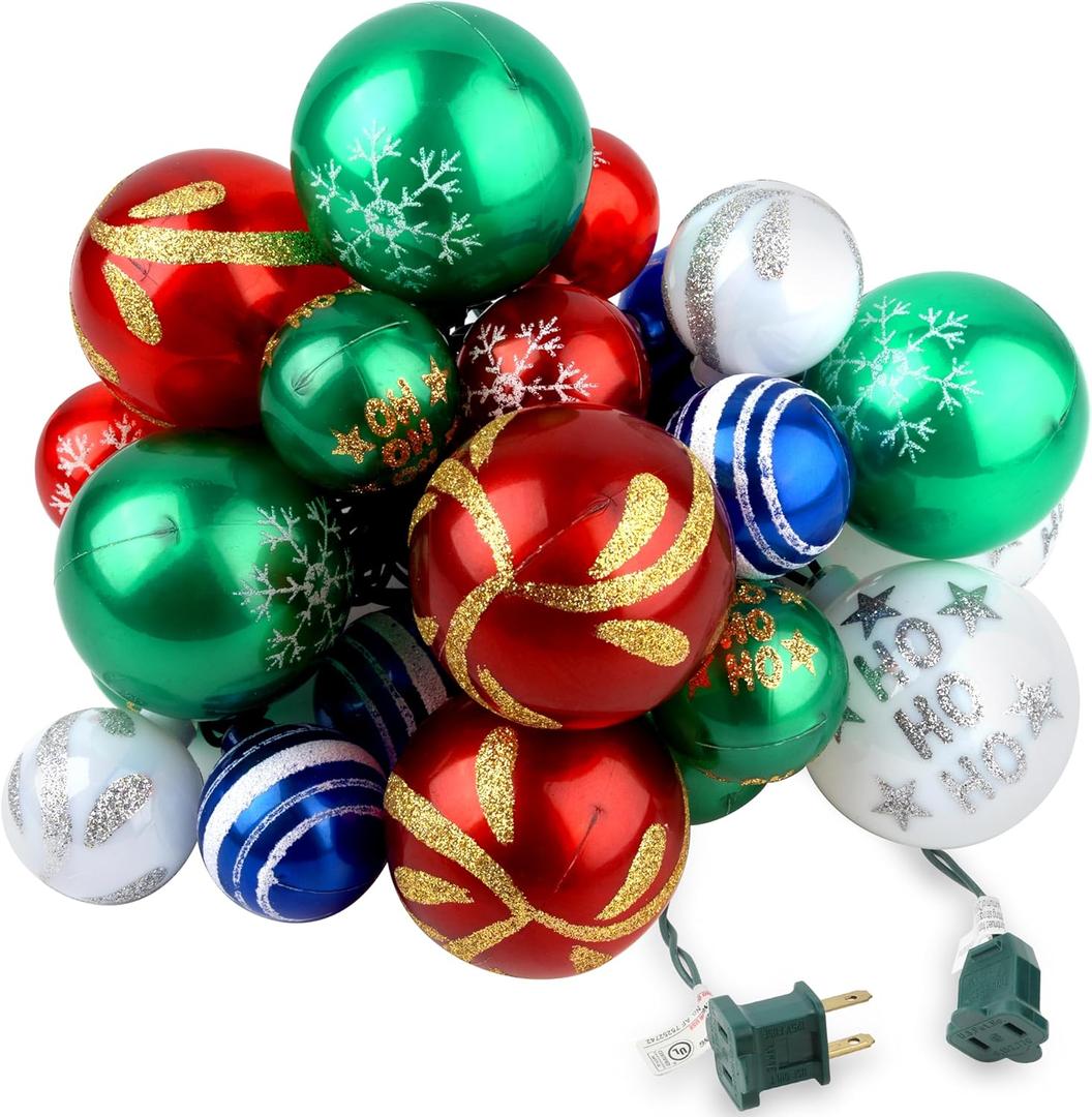AIRIVO Christmas Tree Lights Ornaments, 28ft 25 Bulb Christmas String Lights Indoor, Christmas Lights Plug in Expandable Wire, Ornaments for Christmas Tree Decorations