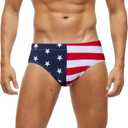 Arcweg Men's Swimming Trunks Briefs Low Waist with Removable Pad Swimwear Elastic Beach Shorts Boxers Underwear (Medium, Triangular Flag)