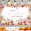 MEHOFOND 7x5ft Fall Pumpkin Baby Shower Backdrop for Girls A Little Pumpkin is On The Way Photography Background Autumn Pink Floral Thanksgiving Baby Shower Party Decoration Cake Table Banner
