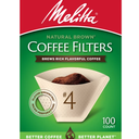 Melitta Natural Brown #4 Coffee Filter 100ct: Paper Filters for 8-12 Cup Drip Coffee Makers, Disposable, 6"x4"
