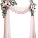 Floroom Arch Flowers with Drapes Kit (Pack of 4) - 2pcs Artificial Dusty Rose & Navy Blue Floral Swag Arrangement with 2pcs Draping Fabric for Wedding Ceremony Arbor and Reception Backdrop Decoration