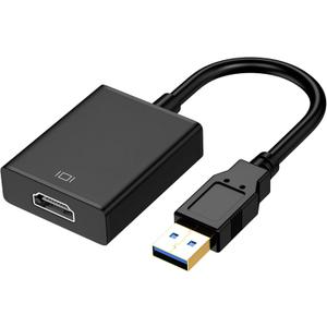 USB to HDMI Adapter for Monitor Windows 11/10 / 8, HDMI USB Converter for Laptop Mac MacBook pro, USB 3.0 USB 2.0 HDMI Cable Multiple Monitors for Desktop PC TV, Black