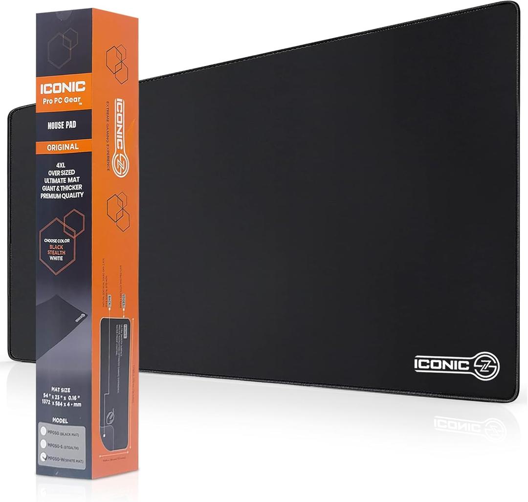 4XL Oversized & Ultimate Gaming Desk Mat 54"x23"(Black) - Giant & Thicker 4mm - Stitched/Water Proof/Non Slip Base
