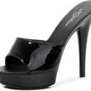 YIYA High Heeled Mules for Women Open Toe Stilettos Sandals Summer Platform High Heels Slides Dress Party Backless Shoes, Size 40