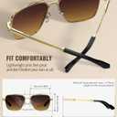 LUENX Mens Women Polarized Sunglasses Aviator, Square Polygon Lens Driving UV 400 Protection With Accessories 58mm Small (Gradient Brown Lens/Gold Frame)