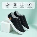 Women's Slip on Shoes Non Slip Fashion Canvas Sneakers Low Top Casual Shoes (Black, US 8)