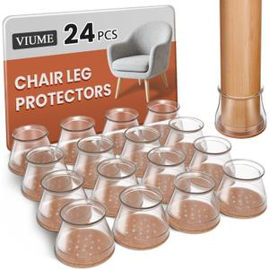 24 Pcs Chair Leg Floor Protectors for Hardwood Floors Silicone Covers Felt Pads Furniture Leg Caps Anti-Scratch Reduce Noise Fit (1-5/16" to 2")