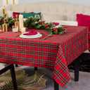 Christmas Red Plaid Waterproof Tablecloth  Classic Woven Check Design  Holiday Dining Table Cover for Xmas Parties, Stain-Resistant & Durable, W60 x L84 in