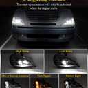 Partsam LED Headlights Assembly Compatible with Freightliner Columbia 1996-2017, DOT Approved with Start Animation Sequential Turn Signal High/Low Beam DRL Marker Lights, 6500K IP67