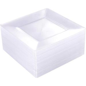 WDF 60PCS Clear Plastic Plates - Square Disposable Dessert/Salad Plates- 7inch Plastic Appetizer Plate for Wedding &Parties