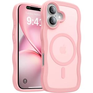 Magnetic for iPhone 16 Case,[Compatible with MagSafe][Military-Grade Drop Protection][Anti-Yellowing] Shockproof Protective Translucent Matte Cover for iPhone 16 Phone Case,Peach Pink