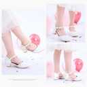 Furdeour Girls Dress Shoes Princess Crystal High Heels Closed Toe Party Wedding Flower Girls Shoes Toddler Little Big Kid (Whitesequins)