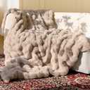 Ultra Soft Cozy Faux Fur Throw Blanket, Fuzzy Plush Thick Bubble Blanket, Oversize Luxury Fluffy Blanket for Couch, Sofa, Bedroom, and Living Room, 50x60 Inches,