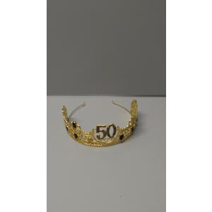 Landical 50th Birthday King Crown and Funny Sash Golden Crown I Am 49 Plus Sash 50th Birthday Party Supplies Favor Party Prom Decoration for Men