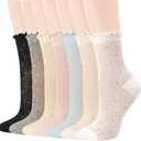 scenicamp Ruffle Lace Socks Summer Ultra Thin Mesh Crew Socks Casual Cotton Frilly Ankle Sock for Women Girls 7 Pairs