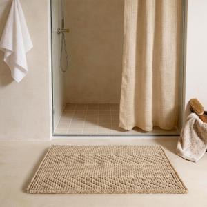 Sunfly Waffle Bath Mat, Boho Bath Rugs for Bathroom Floor Super Absorbent & Quick Dry, Non-Slip Washable Bath Mat with Tassels, Ultra Soft Farmhouse Bathroom Decor 24"*36" Beige