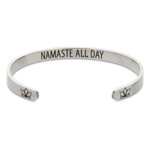 Zodaca Inspirational Cuff Bracelet Bangle, Namaste All Damn Day (2.6x2 In)