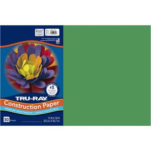 Tru-Ray Construction Paper, 50% Recycled, 12" x 18", Holiday Green, Pack Of 50