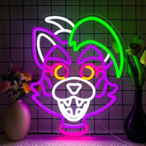 Anime Cartoon Glamrock Roxanne Wolf Neon Signs for Wall Decor,USB Dimmable Cartoon Game Neon Light for Bedroom Gaming Room Man Cave Bar Birthday Gifts(12.7 * 15.7in) (Purple)