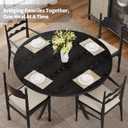 Black Dining Table for 2-4, 42 Inch Round Kitchen Table with Storage, Wooden Circle Dinner Table with Metal Legs, Rustic Mid Century Modern Dining Room Tables for Kitchen, Living Room, Dining Room