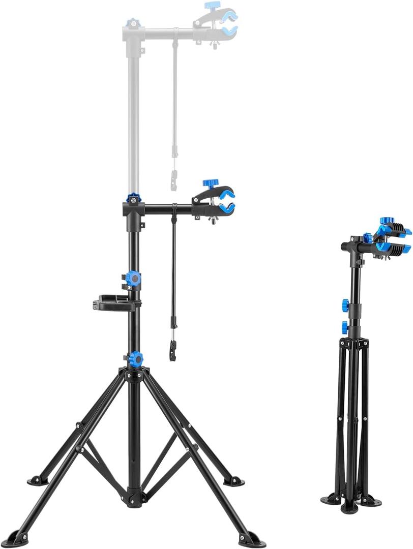 VEVOR Bike Repair Stand, 66 lb Heavy-duty Bicycle Work Stand with 32.8-56.6 in Adjustable Height & Magnetic Tool Tray, Foldable Bicycle Maintenance Rack, Shop Home Mechanics for Mountain & Road Bike