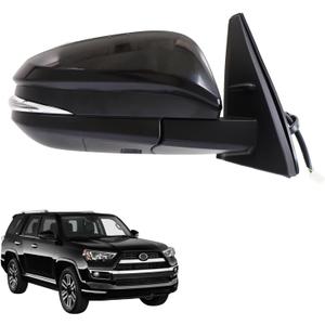 Side Door Mirror Left Driver Side for TOYOTA 4RUNNER 2014-2019 2020 2021-2025 Right Passenger Side POWER| SIGNAL| HEAT| PUDDLE LAMP| TO1321312, Black (RH)-9 Wires