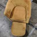 LINSY Swivel Accent Chair, Velvet Small Barrel Chair with Ottoman, 360 Degree Swivel Armchair for Living Room Bedroom Nursery Office (Yellow)