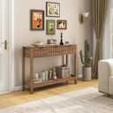 Nasonet Fluted Console Table, Wooden Sofa Table with Storage and Drawers, Behind Couch Table Modern Entryway Table for Entrance, Hallway, Living Room, Brown, 43.3 x 11.8 x 31.5 inches