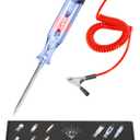 Test Light Automotive,Circuit Tester 6V-12V-24V,Heavy Duty Light Tester and Bidirectional Voltage Tester, for Continuity Voltage, for Sedan, SUV, RV, Truck (Red,Round Shape-LED Bulb,1)