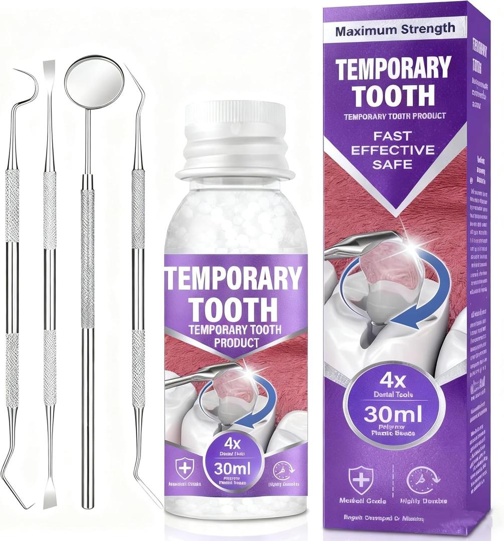 Tooth Repair Kit, Temporary Tooth Filling Kit with 30 Ml & 4 Dental Tool, Fixing Missing & Broken Tooth Replacements for Men and Women, Smile Confidently Again (1 Count (Pack of 1))
