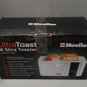 Mueller UltraToast Full Stainless Steel Toaster 4 Slice, Long Extra-Wide Slots for Bagels and Waffles, 6 Browning Levels, LED Display, Cancel/Defrost/Reheat Functions & Removable Tray, Kitchen Gadgets