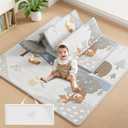 Fodoss Baby Play Mat, 47x47inch Play Mat, 0.4 in Thick Waterproof Playmat for Babies, Foldable Play Mat for Small Baby Playpen, Small Spaces (Gray)