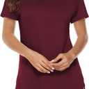 Newchoice Women's Clothing Tops Short Sleeve Casual Cotton Shirts Flowy Dressy Tunics Blouse (XXL, Y-dark wine)