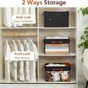 Large Storage Baskets with Clear Window, See Through Closet Organizer with PU Handles, Linen Foldable Storage Bins for Organizing Clothes, Toys, Books (Black) (Large-14.9"x9.8"x9.8")