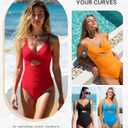 SHAPELLX Tummy Control Swimsuits Women V Neck One Piece Bathing Suit Ruched Push Up Slimming Swimwear Built-in Bra (XXL)