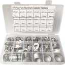 570PCS Automotive Oil Crush Washers, Aluminum Oil Drain Plug Gaskets, 18 Sizes Flat Washers Assortment Set, M6 M8 M10 M12 M14 M16 M18 M20 M22 M24