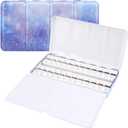 Empty Watercolor Palette, Empty Watercolor Tin with Fold Out Palette, Large Purple Watercolor Tray Palette with 52 Empty Half Pans for Plein Air Painting and Sketching