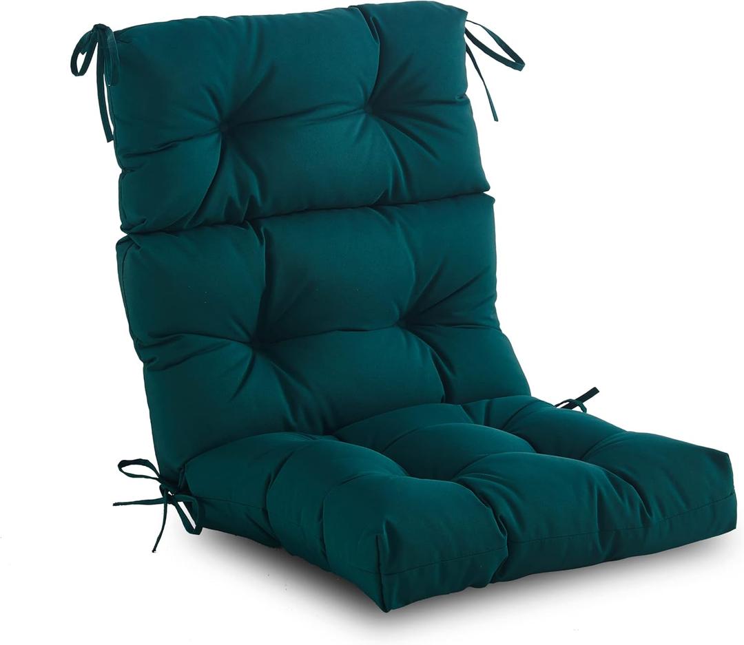 Outdoor/Indoor High Back Chair Cushion, Waterproof All-Weather Stuffed High Rebound Foam Adirondack Seat Cushion, Dark Green