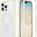 Red2Fire Magnetic for iPhone 15 Pro Max Case, [Compatible with MagSafe][Military Grade Drop Protection][Heavy Duty Shockproof] Non-Slip Translucent Matte Bumper Phone Case for iPhone 15 Pro Max 6.7" (Antique White)