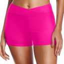Yonique Womens Swim Shorts Bathing Suits Bottoms Swimsuit Bottoms (Medium, Hot Pink)