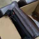 Classic Rivets Leather Recliner Chair for Living Rooms, Swivel Rocker Recliner Chair with Heat and Massage, Wall Hugger Glider Reclining Sofa for Small Spaces, Brown