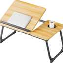 Laptop Desk for Bed, Adjustable Laptops Stand with 5 Adjustable Angles, Portable Lap Tray Table with Cup Holder, Laptop Bed Desk Tray for Eating Working Writing Reading (Walnut)
