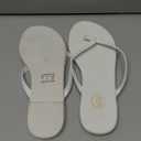 Trary Flip Flops for Women Round Toe Memory Foam Flats Summer Sandals for Women 2025 Vegan Leather Comfortable Womens Sandals Beach Essentials Slides (7, White)