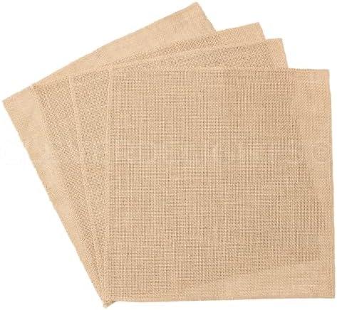 CleverDelights 12 Inch Burlap Squares - 5 Pack - Premium Jute Burlap Fabric - Finished Edges - 12" x 12"