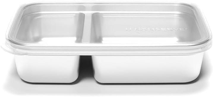 U Konserve Stainless Steel Rectangle Food Storage Bento Box Container, Leak Proof Silicone Lid Dishwasher Safe - Plastic Free (Clear)