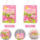 16pcs Pink Camping Paper Gift Bags Camping Girl Camping Birthday Treat Bags with Handles Forest Bear Candy Goodie Bags for Baby Shower Party Supplies