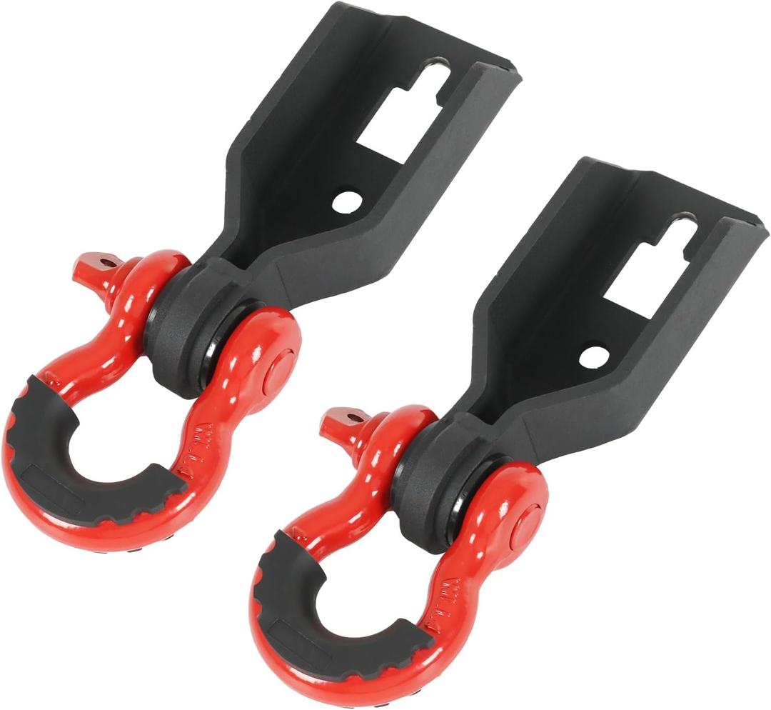 Front Tow Hook Shackle Mount Kit Compatible with Ford F150 2009-2024 with 3/4inch D Ring Shackles, Demon Hook Bracket Replacement