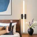 Battery Operated Wall Sconce 1Pack, Black Rechargeable Wall Lights with Dimmable Remote Control, 30 Inch 3000K-6000K LED Wireless Wall Lamps for Bedroom, Hallway, Background Wall