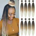 Ombre Braiding Hair Pre Stretched 20inch 8packs EZ Braid Pre Stretched Braiding Hair 1b/27/613 EZ Braiding Hair Extensions Synthetic Fiber Crochet Twist Braids(#1b/27/613,8Packs,20inch)