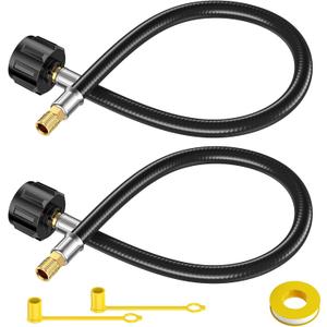 2PCS 15 Inch RV Propane Tank Hose Replacement with 1/4" Male NPT Adapter (Not Male Inverted), Camper Propane Hose for 2-Stage Auto Changeover Regulator, Gas Dual Propane Tank Connection Kit (Black)